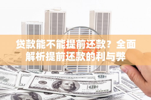 新乡贷款能不能提前还款？全面解析提前还款的利与弊