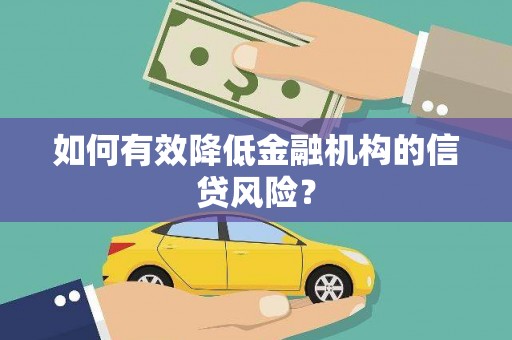 新乡如何有效降低金融机构的信贷风险？