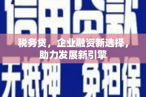 新乡税务贷，企业融资新选择，助力发展新引擎