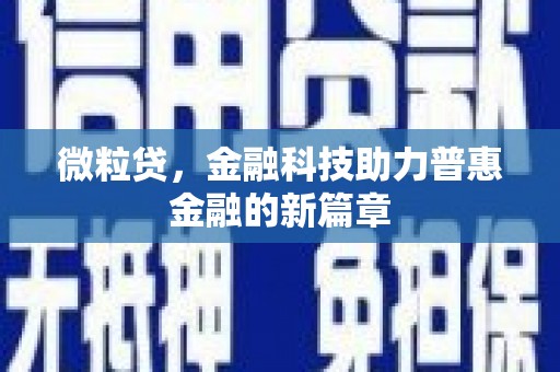 新乡微粒贷，金融科技助力普惠金融的新篇章