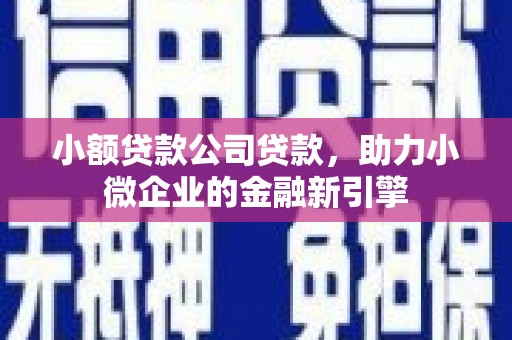 新乡小额贷款公司贷款，助力小微企业的金融新引擎