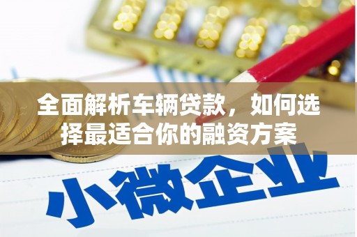 新乡全面解析车辆贷款，如何选择最适合你的融资方案
