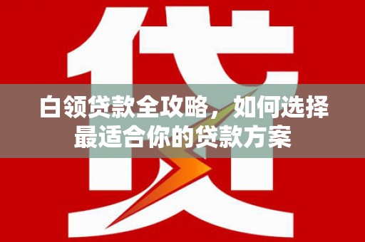 新乡白领贷款全攻略，如何选择最适合你的贷款方案
